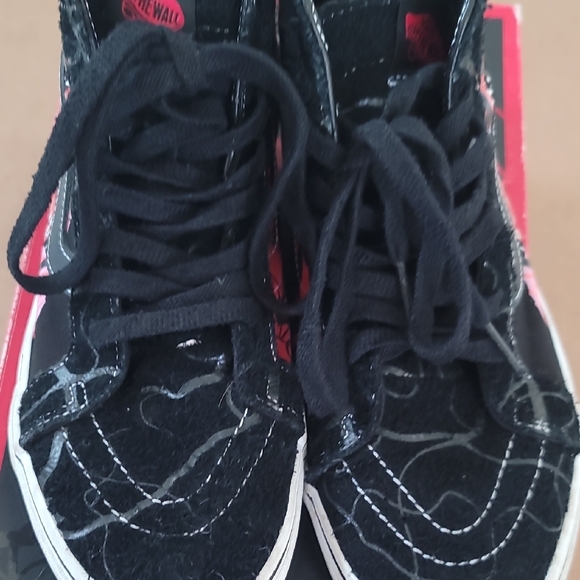 Vans Black and Red Floral High-Top Sneakers